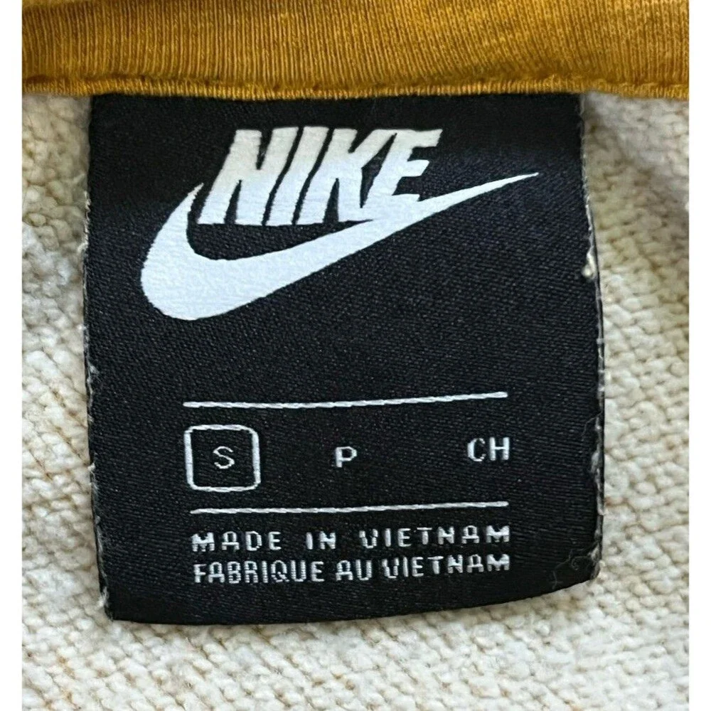 Nike Cowl Hoodie Women's Small Yellow Pullover Sweatshirt Swoosh Logo Athletic
